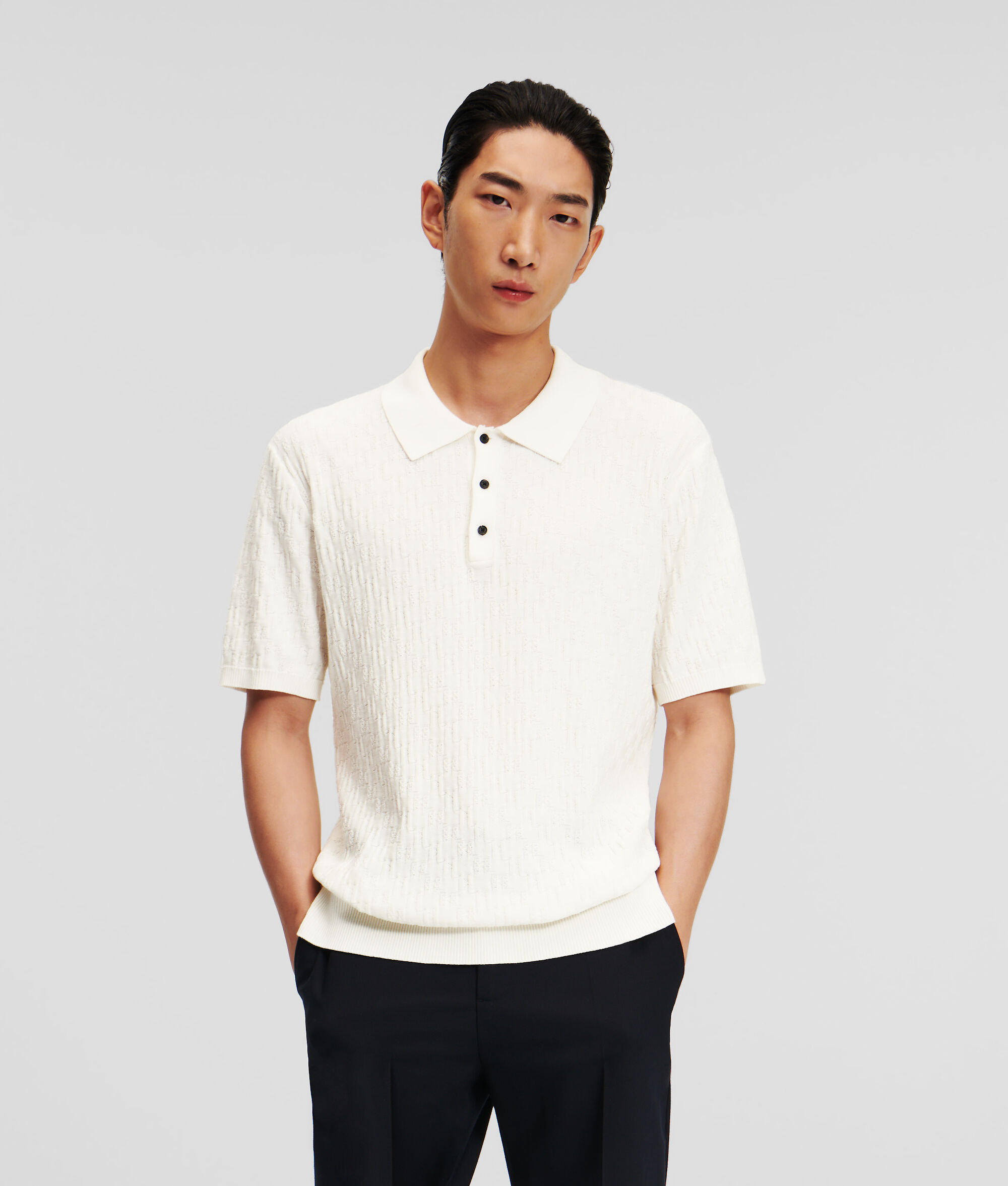 (image for) Powerful KL Monogram Knitted Polo Shirt